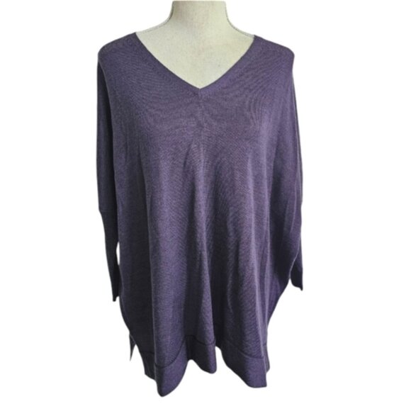LAST CHANCE - Eileen Fisher Merino Jersey Box Top in Grape - Picture 2 of 9